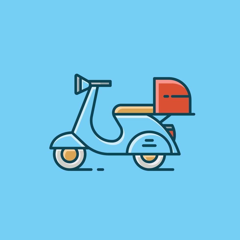 design de ilustração vetorial plana de entrega de moto scooter. conceito de vetor de entrega expressa de envio simples e minimalista