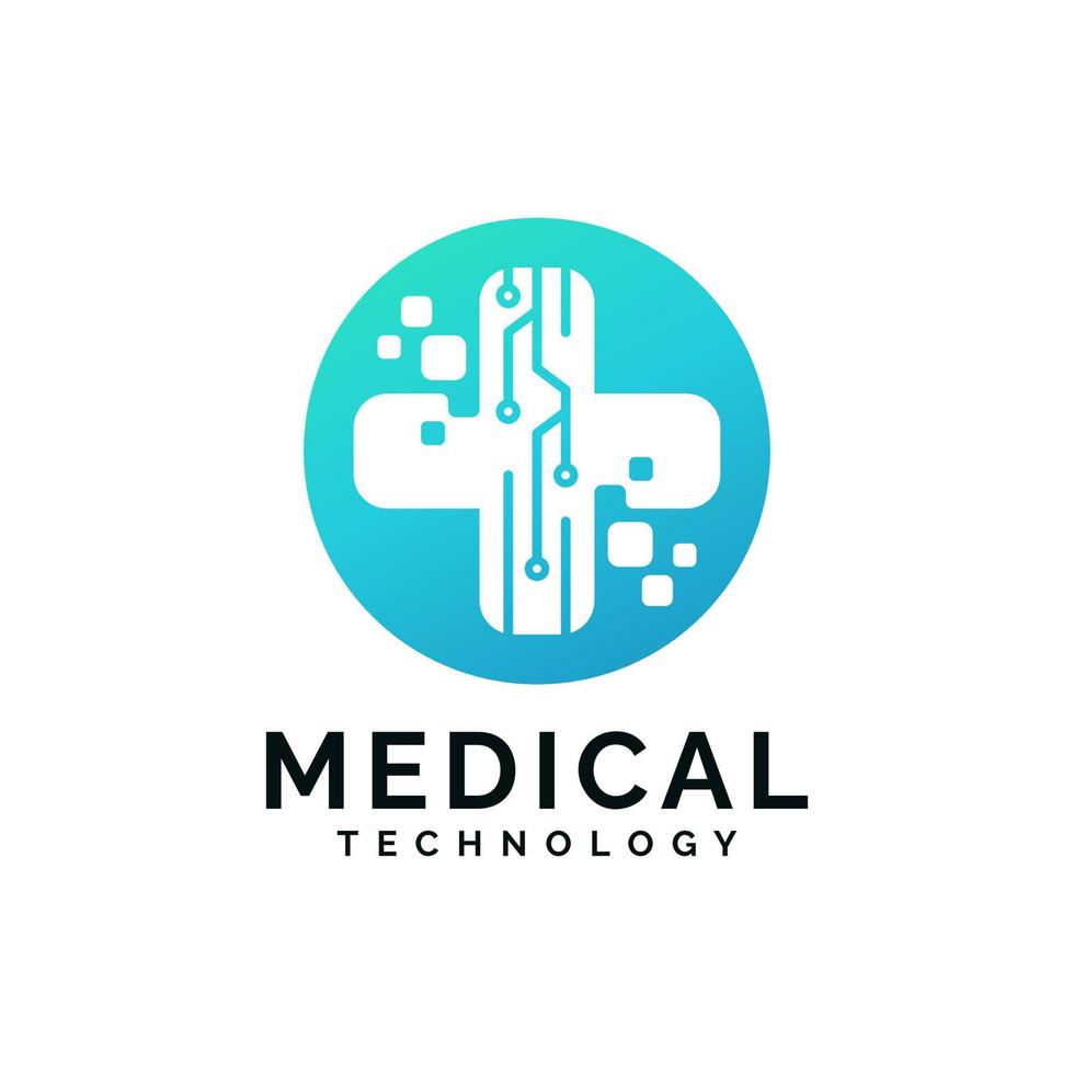 design de logotipo de saúde digital de tecnologia médica vetor