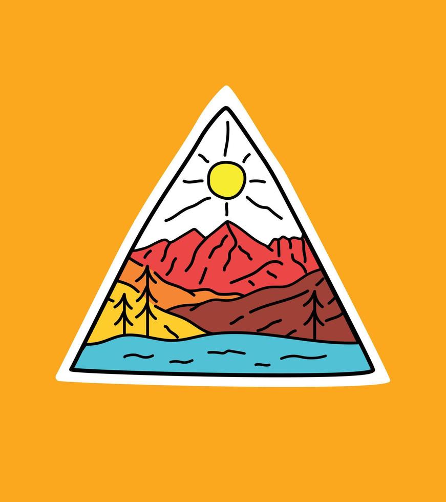 design colorido das montanhas do colorado durante o dia para design de crachá, emblema, arte de camiseta, design de camiseta vetor