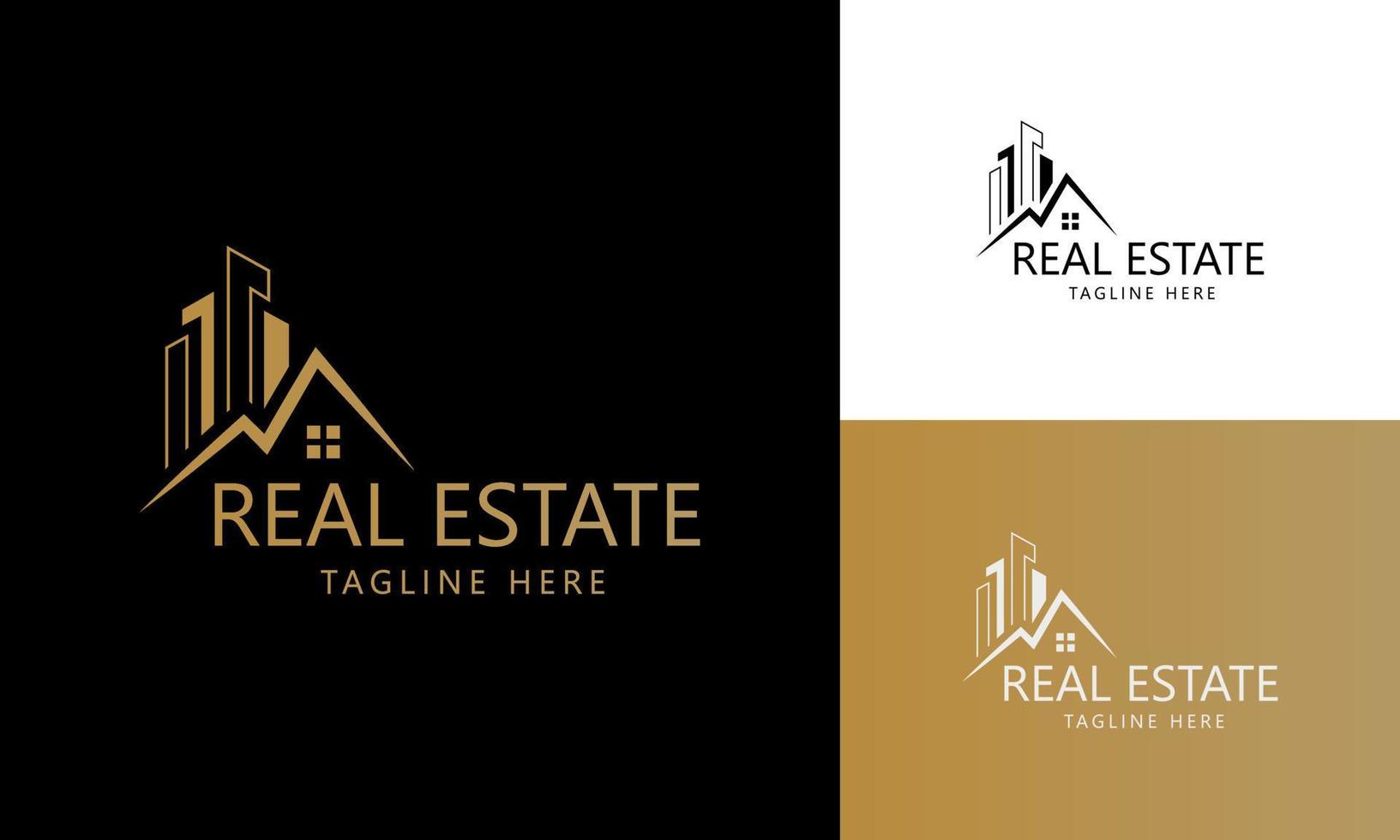 modelo de logotipo imobiliário com emblemas premium de estilo criativo dourado para vetor de logotipo vendido de corretor de imóveis