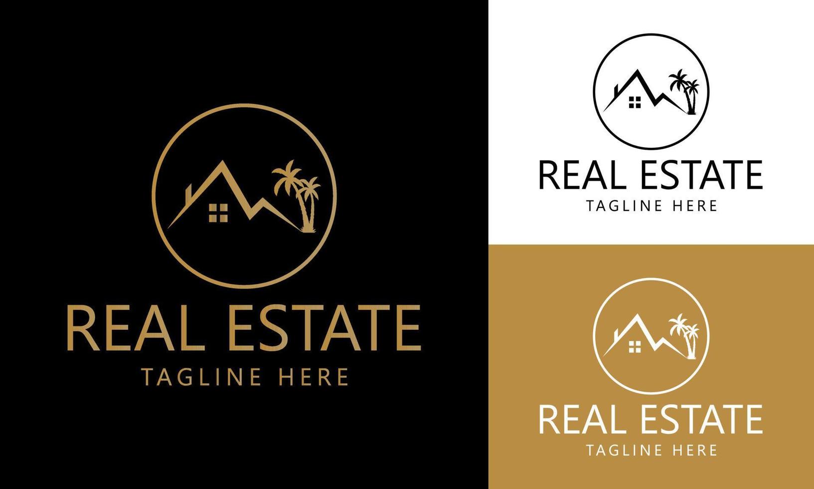 modelo de logotipo imobiliário com emblemas premium de estilo criativo dourado para vetor de logotipo vendido de corretor de imóveis