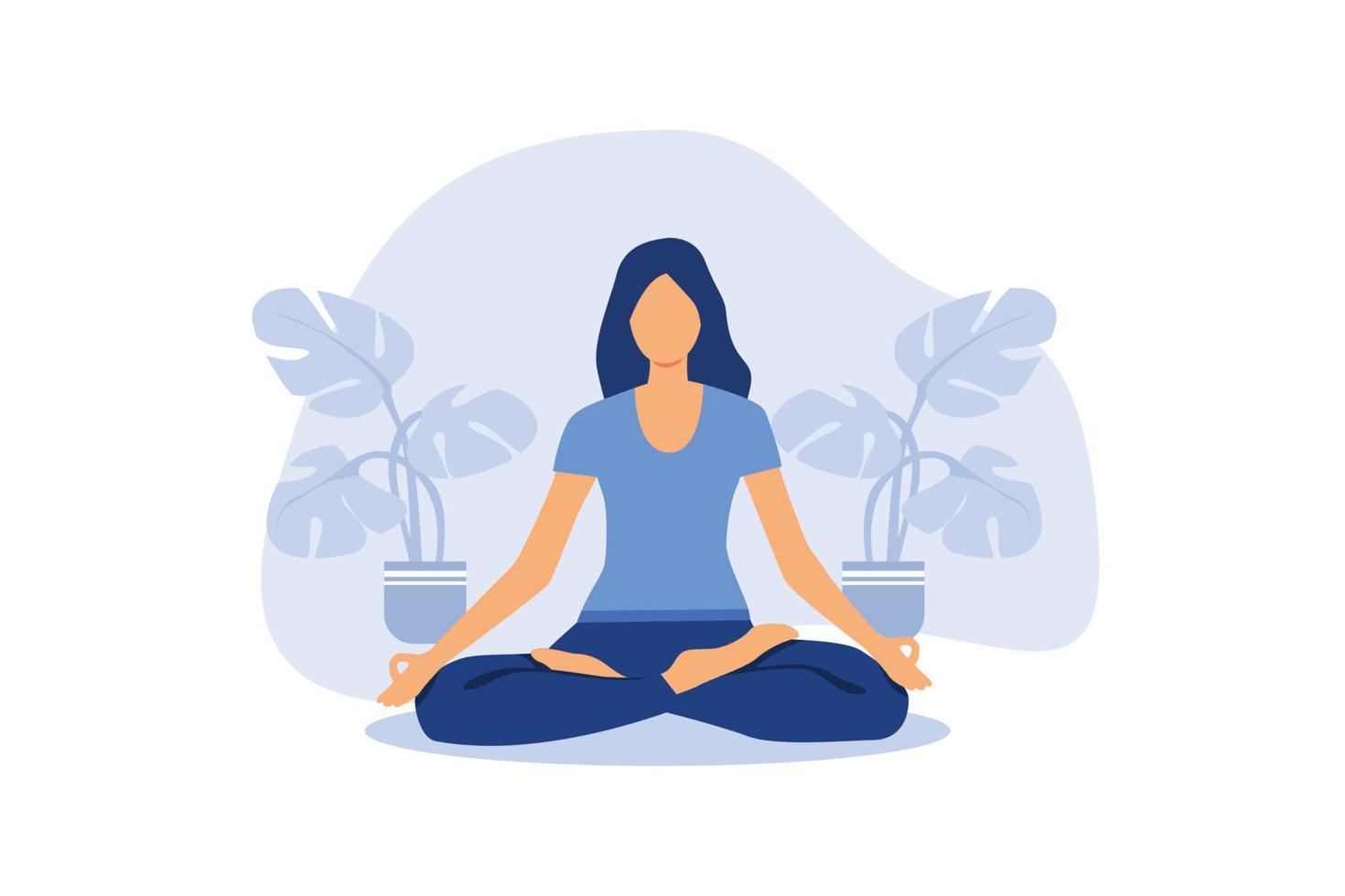 benefícios de saúde do corpo de ioga, mente e emoções, mulher grávida em pose de ioga medita, preparação para o parto. ilustração vetorial plana vetor