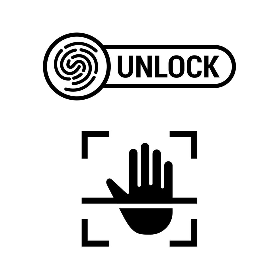ícone de desbloqueio de segurança de impressão digital. pode ser usado na web e móvel. ilustração de ícone simples vetor
