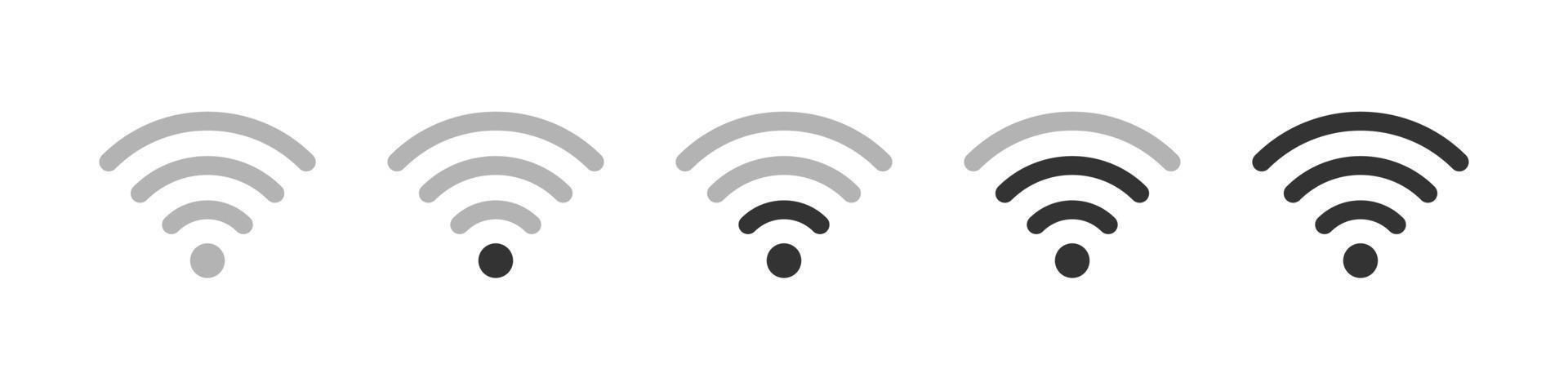 conjunto de ícones wi-fi. indicador de intensidade do sinal sem fio móvel. ícones de símbolo de conexão com a internet. diferentes níveis de sinal wi-fi. ilustração vetorial isolada no fundo branco vetor