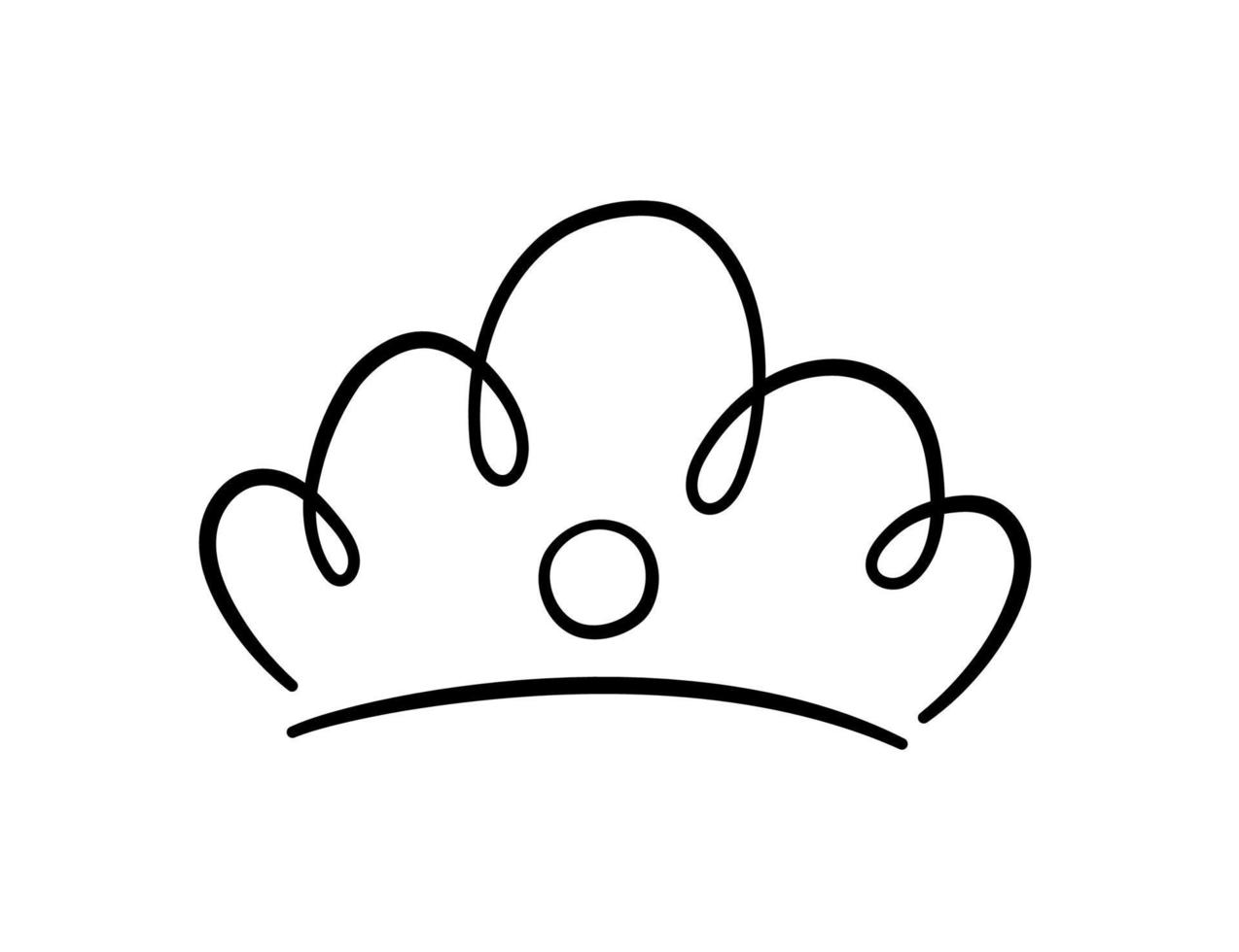 coroa de doodle desenhada de mão. esboço da coroa do rei. majestosa tiara. rei e rainha diadema real. ilustração vetorial isolada em estilo doodle em fundo branco vetor