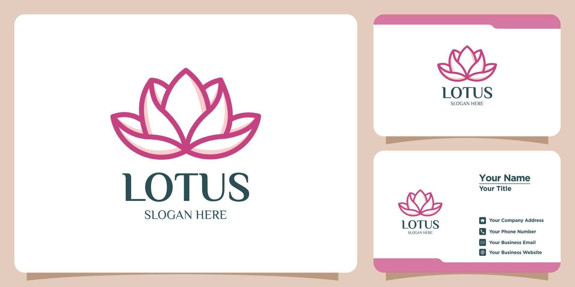 conjunto de logotipos de flores de lótus e cartões de visita vetor