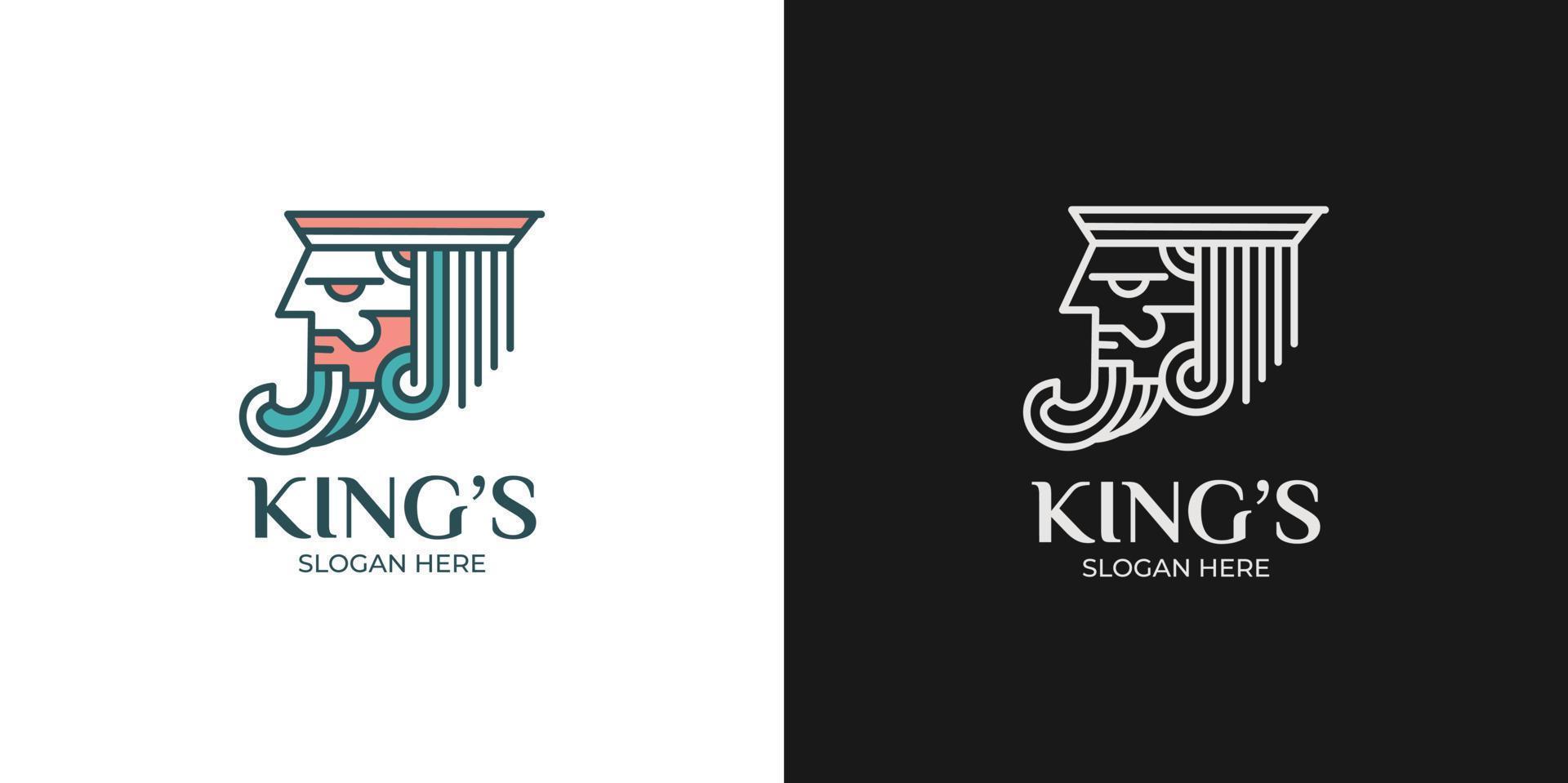 conjunto de logotipo rei minimalista e elegante vetor