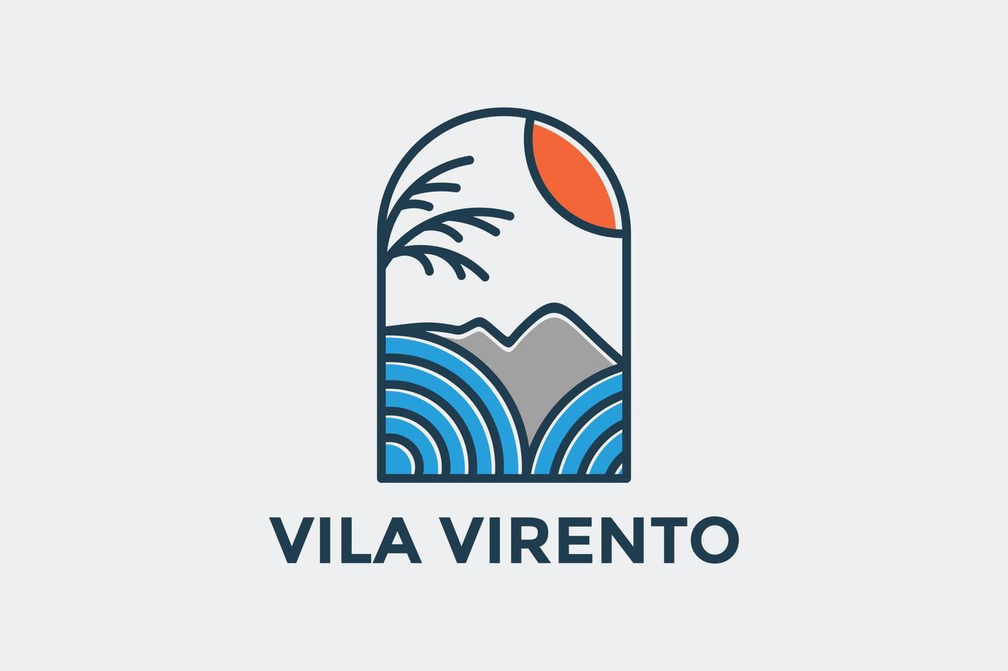 design de logotipo de villa minimalista e modelo de cartão de marca vetor