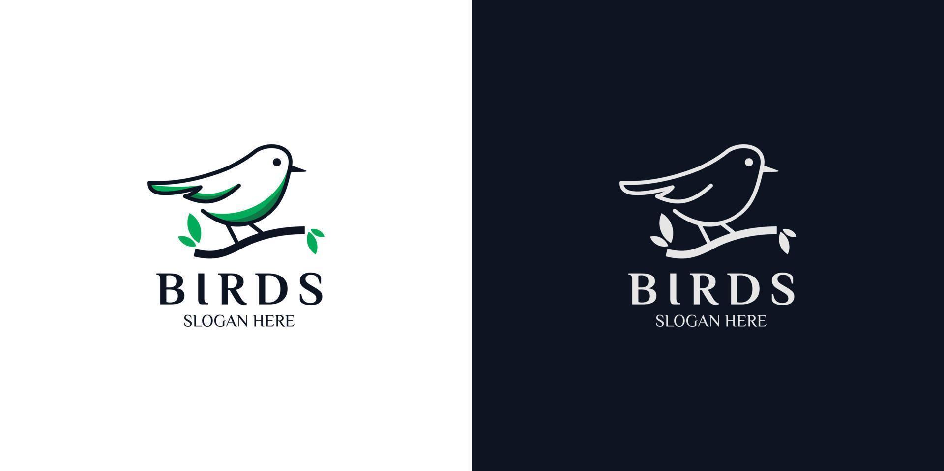 conjunto de logotipo de pássaro de estilo linear minimalista vetor