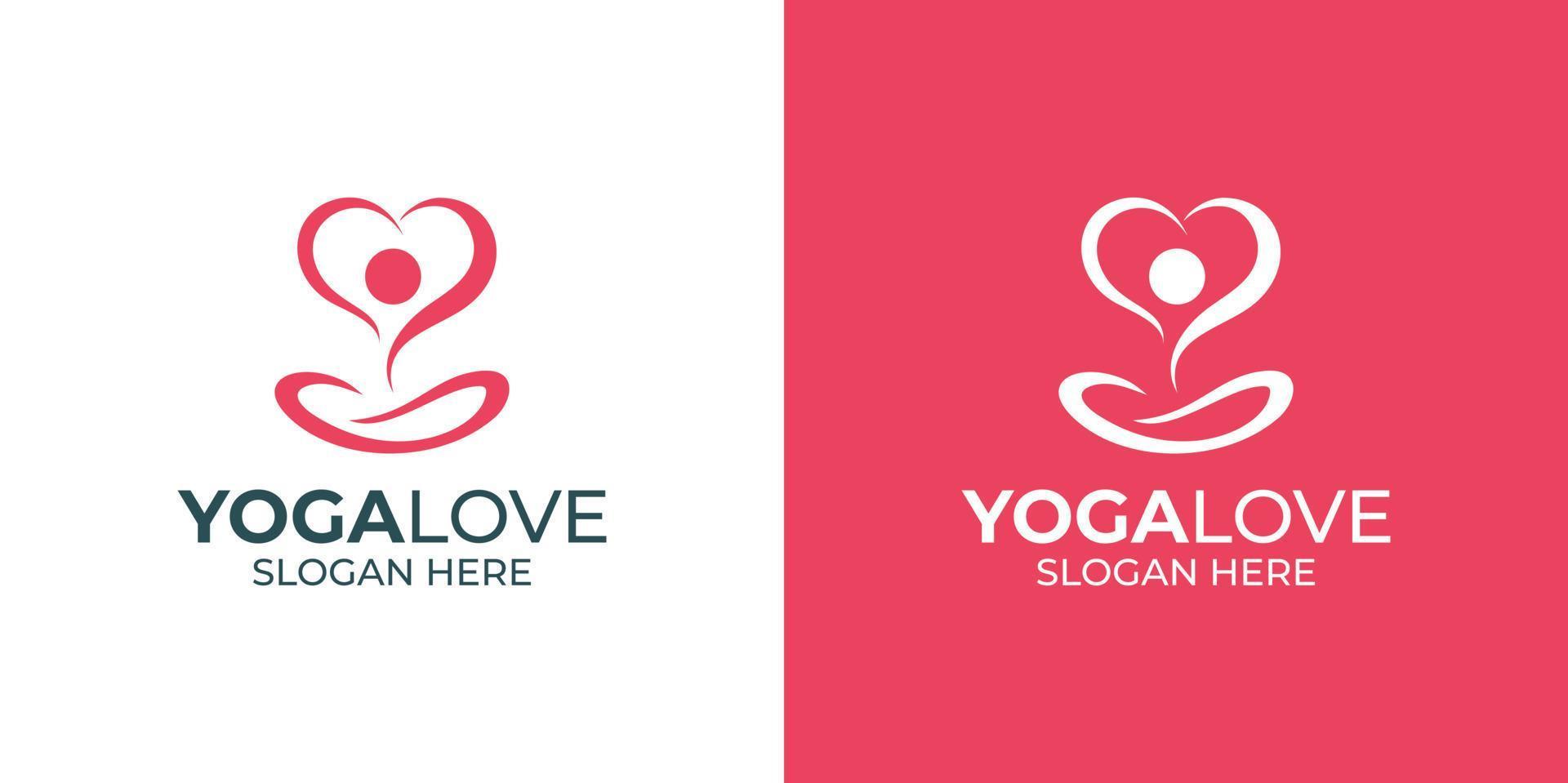 logotipo de amor de ioga definido para saúde vetor