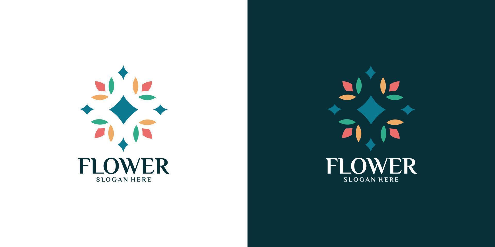 conjunto de logotipo de flor colorida minimalista vetor