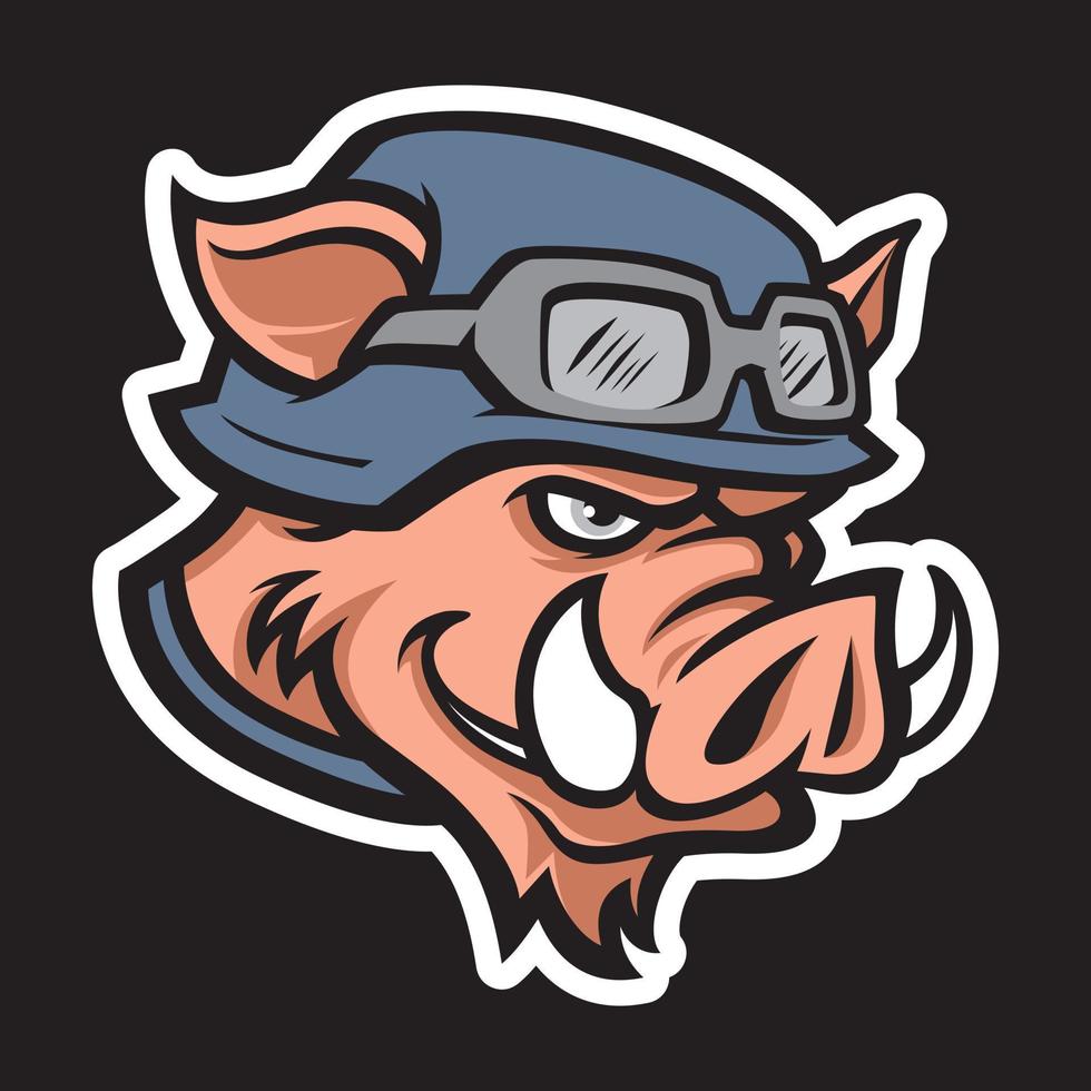 mascote cabeça de porco ou javali, versão colorida. ótimo para logotipos de esportes e mascotes de equipe vetor