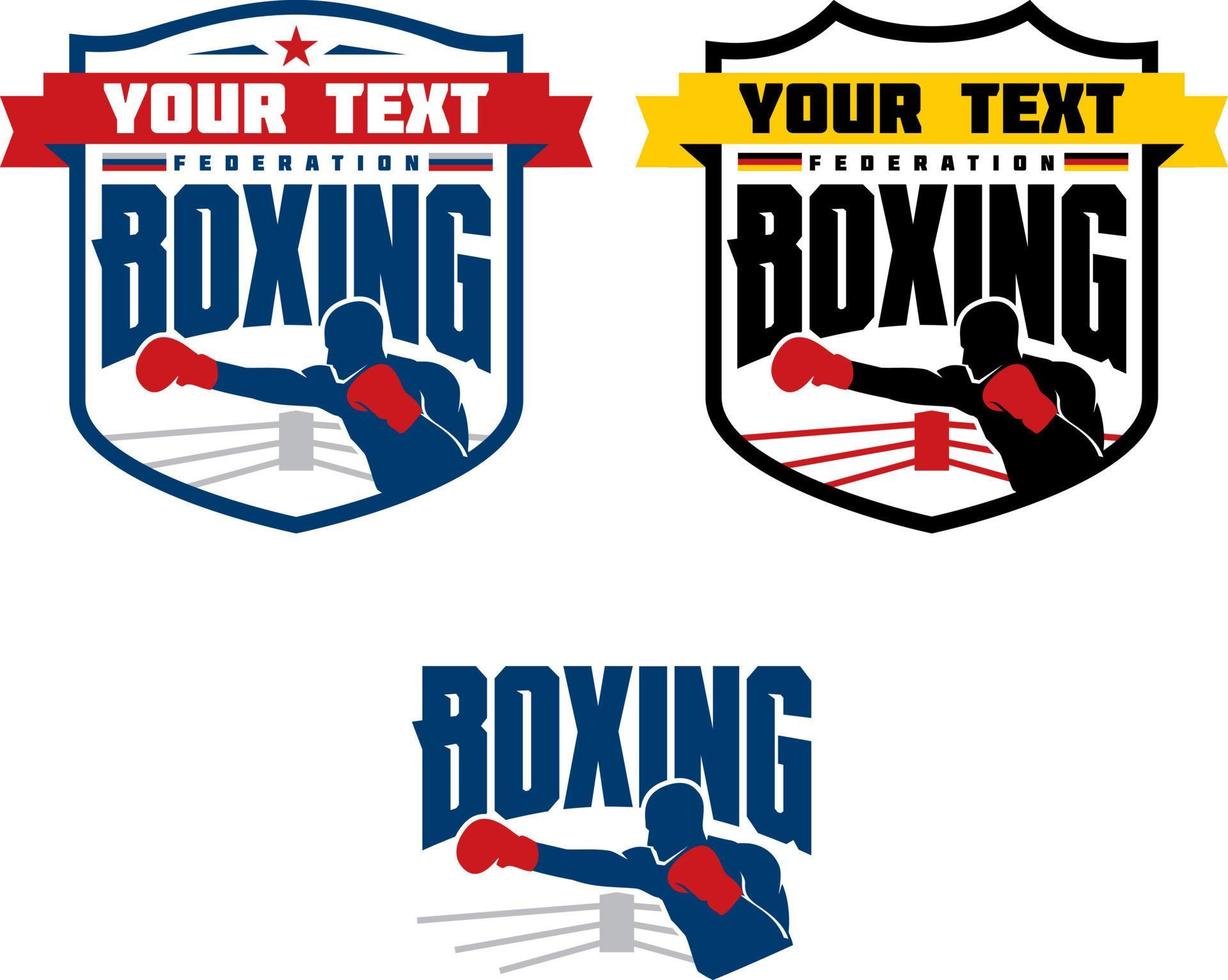 conjunto de emblemas de boxe, rótulos, crachás, logotipos e elementos projetados. isolado em branco vetor