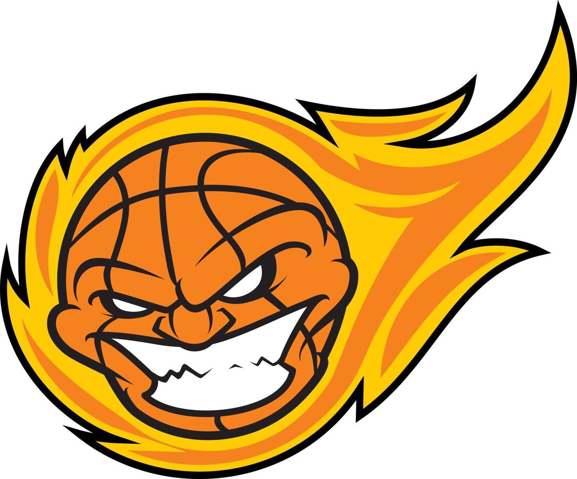 mascote de bola de basquete louco vetor