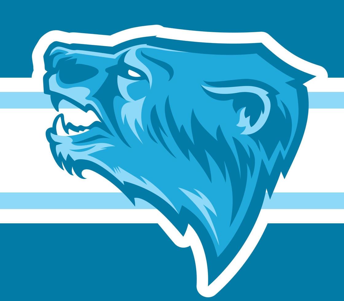 emblema da mascote do logotipo da cabeça de urso branco polar. times de esportes universitários talismã, e-sport, tatuagem, camiseta estampada. o design do personagem de um urso selvagem. ilustração vetorial. vetor