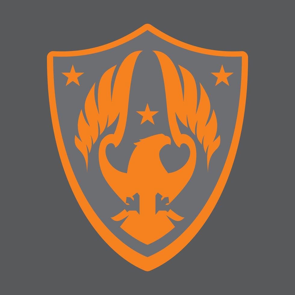 design criativo de logotipo de escudo heráldico de fênix ou águia vetor