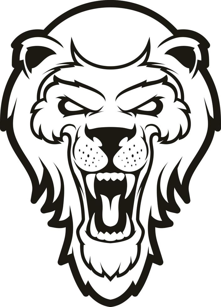 mascote cabeça de leão com raiva. logotipo. emblema vetor