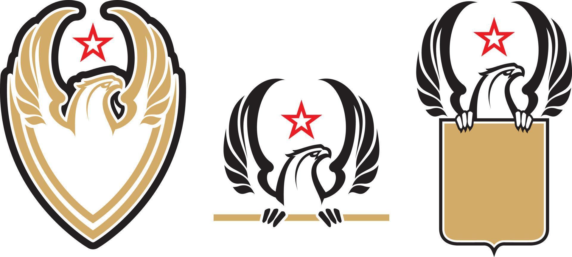 mascotes de águia com raiva. etiqueta. logotipo. isolado no fundo branco vetor
