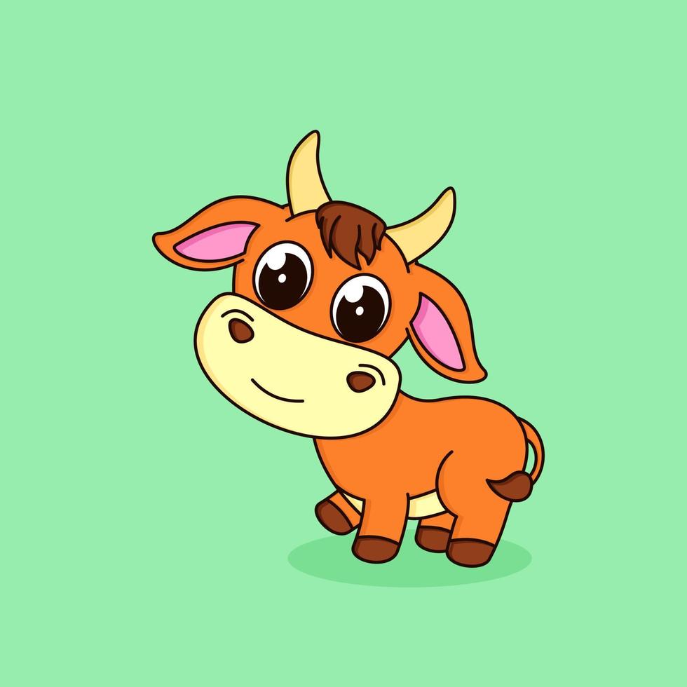 bebê touro personagem de desenho animado animal fofo vetor