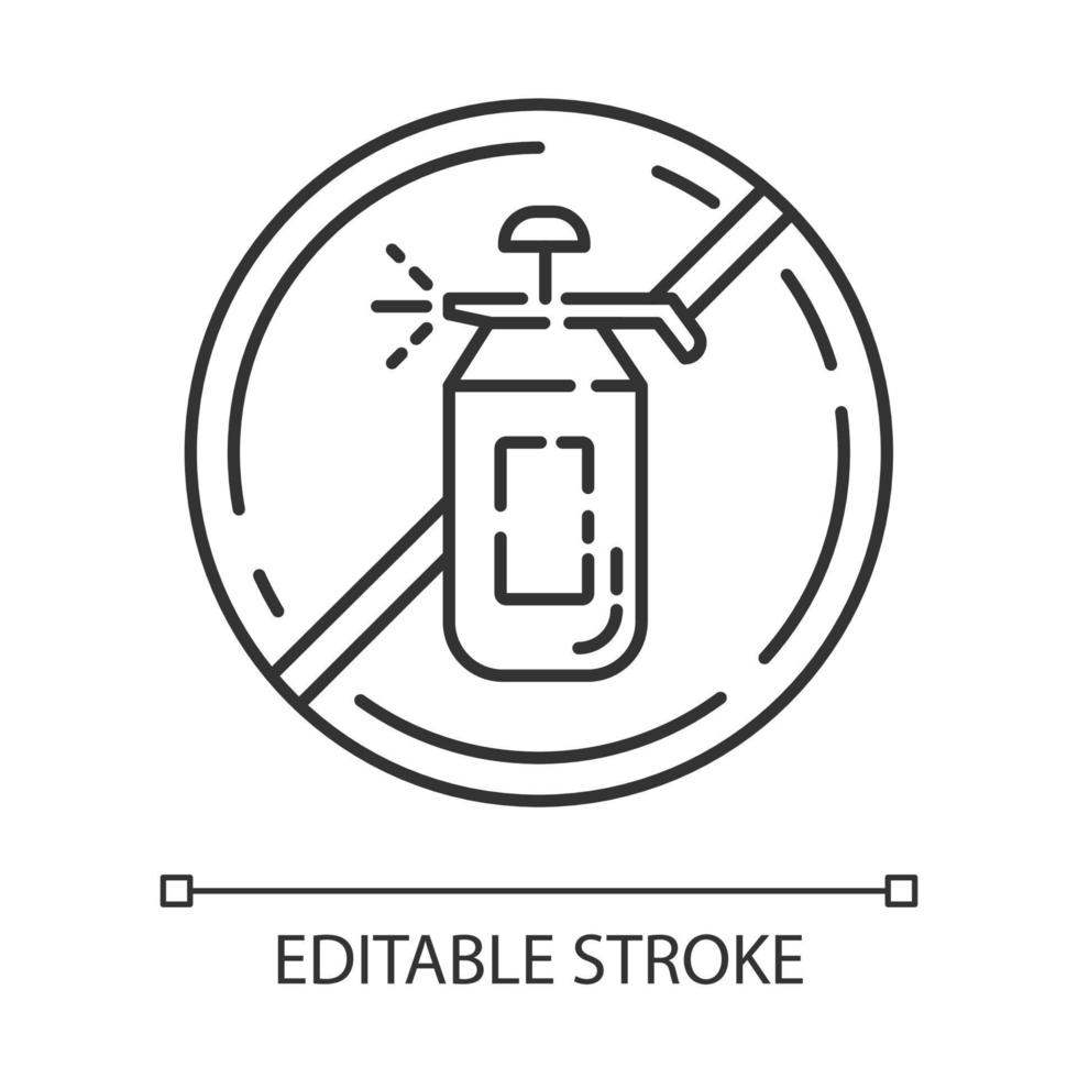 ícone linear livre de pesticidas. nenhum fungicida, inseticida. não-tóxico, não-químicos. ingrediente livre do produto. ilustração de linha fina. símbolo de contorno. desenho de contorno isolado de vetor. traço editável vetor