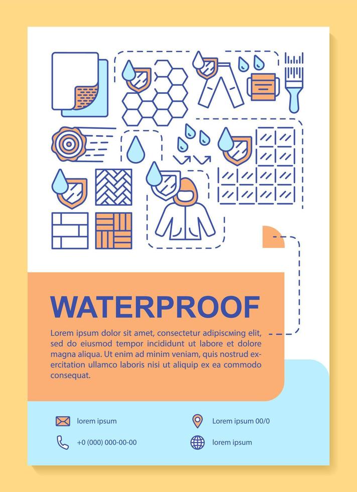 revestimento de superfície à prova d'água, layout de modelo de folheto têxtil. folheto, livreto, design de impressão de folheto com ilustrações lineares. layouts de páginas vetoriais para revistas, relatórios anuais, cartazes publicitários.. vetor