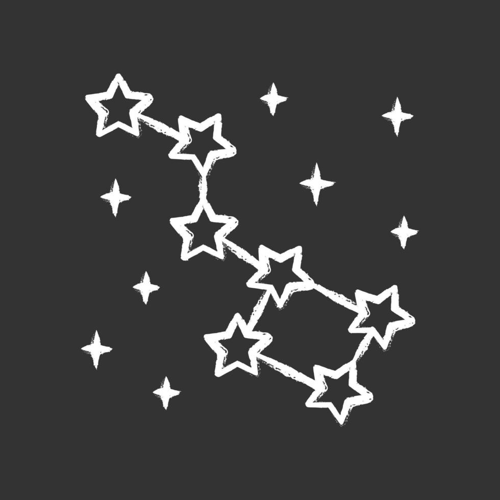 ícone de giz de constelação. grupo de estrelas. ursinho grande. Ursa Maior. céu noturno estrelado. estrelas unidas por linhas. observações astronômicas. ilustração de quadro-negro vetorial isolado vetor