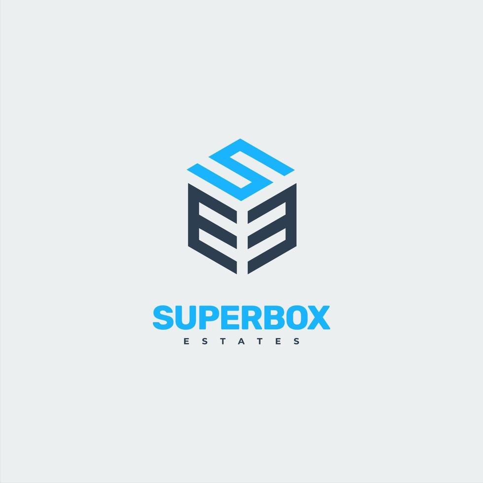 super caixa de logotipo vetorial vetor