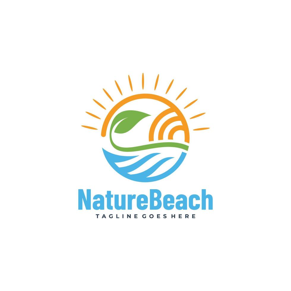 vetor logotipo ilustração natureza praia linha arte estilo.
