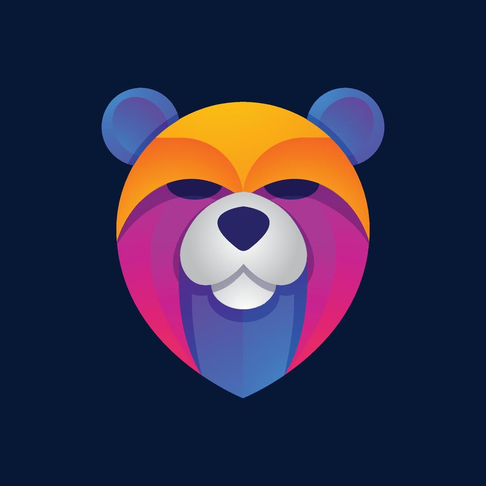 vetor de logotipo gradiente colorido de cabeça de urso