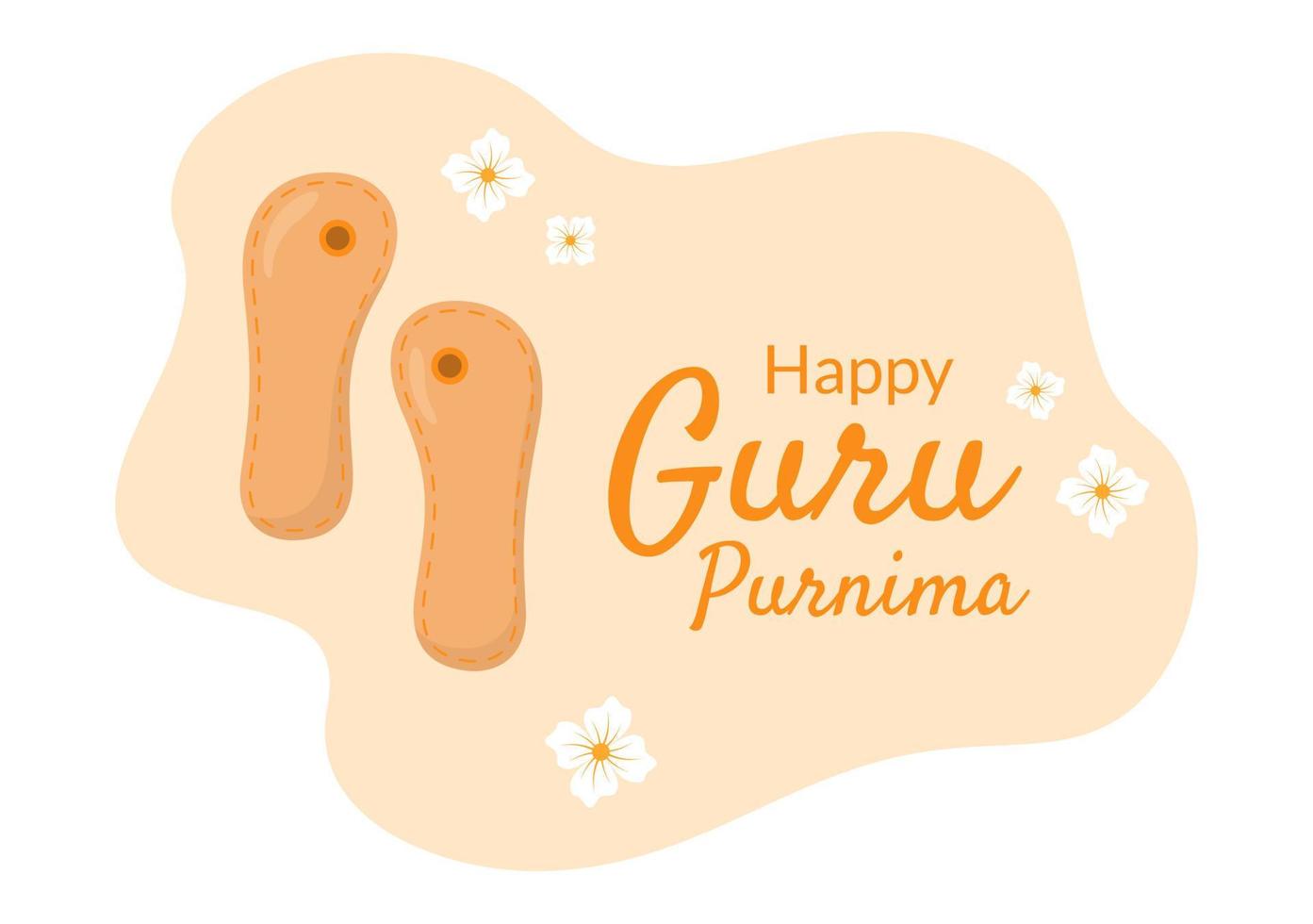 feliz guru purnima do festival indiano para professores espirituais e acadêmicos em ilustração de fundo de flor de desenho animado plano vetor