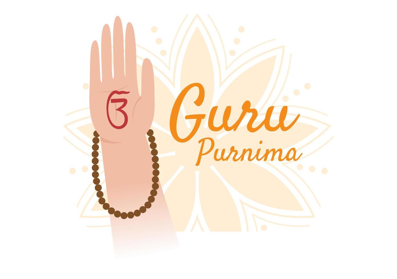 feliz guru purnima do festival indiano para professores espirituais e acadêmicos em ilustração de fundo de flor de desenho animado plano vetor