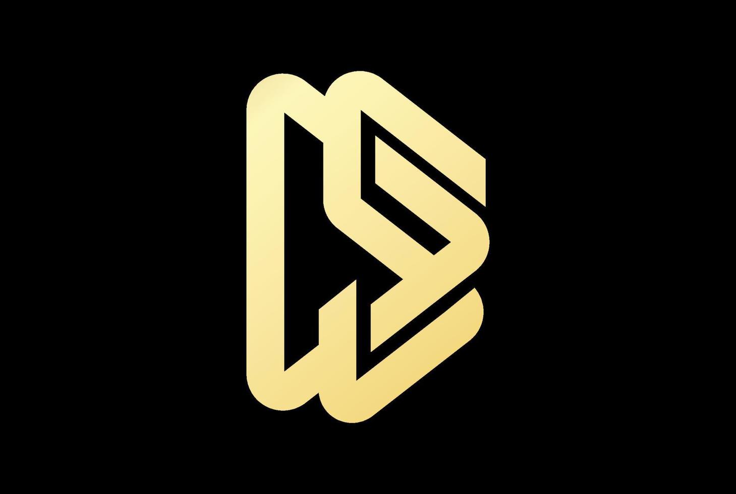 elegante luxo triângulo dourado geométrico letra inicial ds sd logotipo design vector
