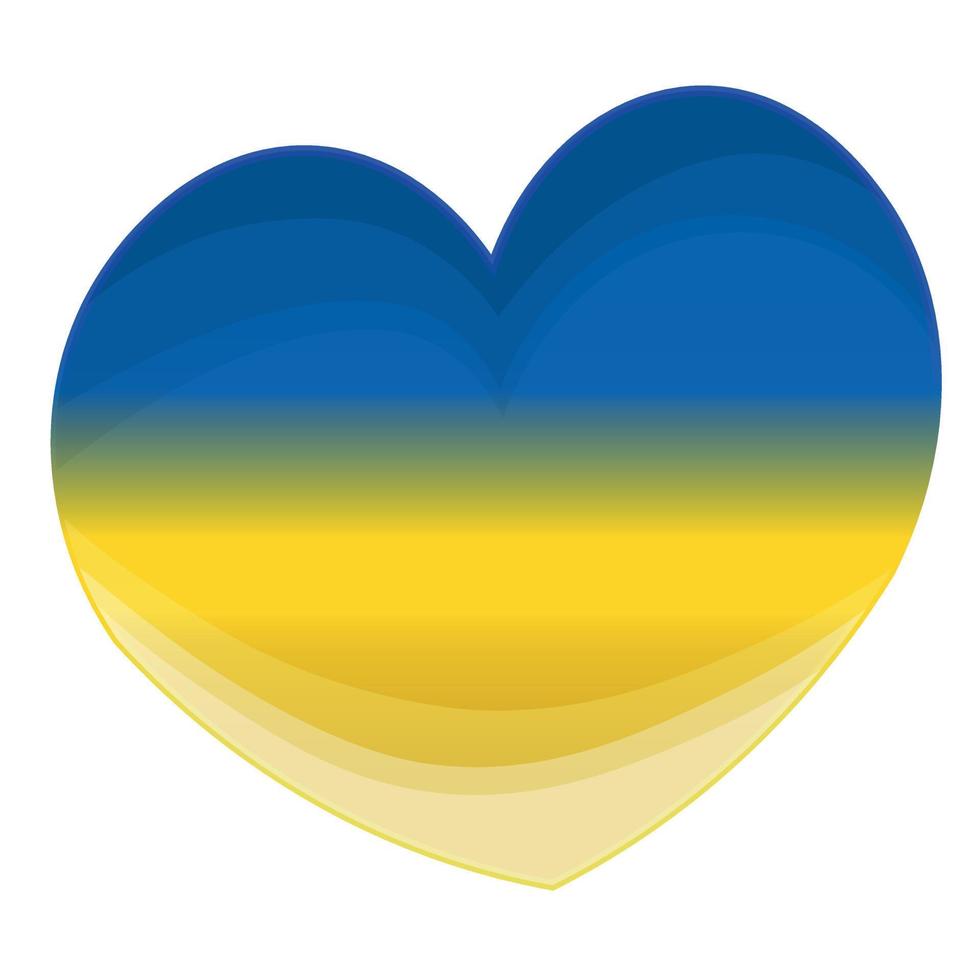 ícone de bandeira da ucrânia em forma de coração isolado no branco. símbolo ucraniano de vetor, botão. vetor