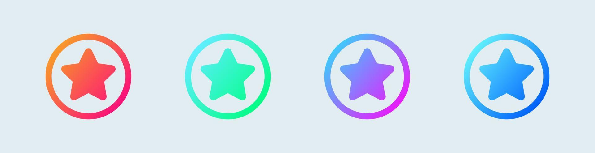 ícone de estrelas definido em cores de círculo e gradiente. ícone de vetor de interface de usuário.