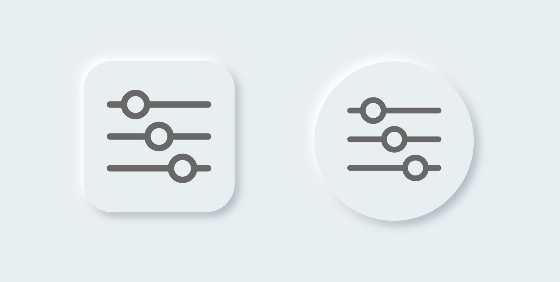 ícone de configuração definido no estilo de design de neomorfismo. ícone de configuração 3D. vetor