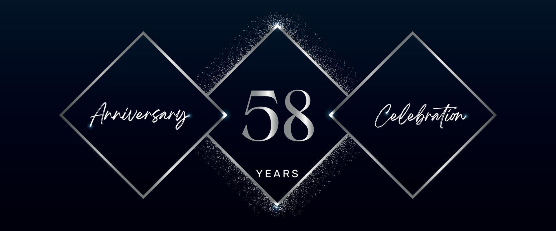 logotipo de comemoração de aniversário de 58 anos. design vetorial para eventos de comemoração de aniversário, festa de aniversário, cartão de felicitações, casamento, cartão de convite. vetor de design de modelo de aniversário de 58 anos