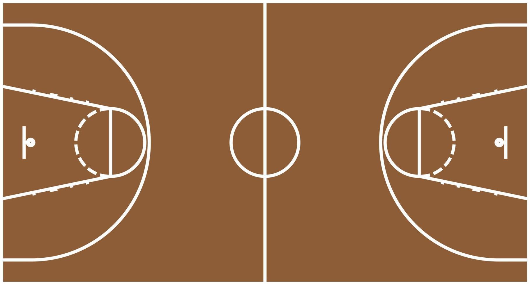 quadra de basquete com marcações, vetor isolado.