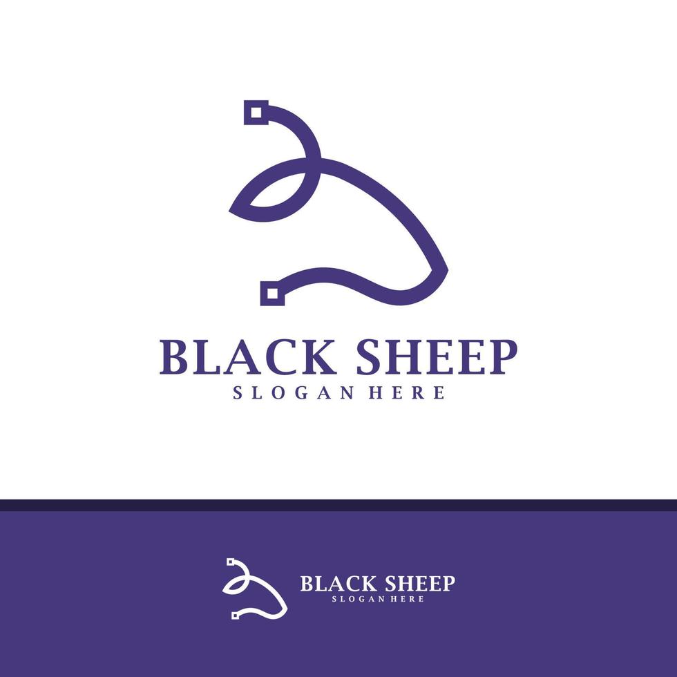 vetor de design de logotipo de ovelha de cabeça, ilustração de modelo de conceitos de logotipo de ovelha criativa.