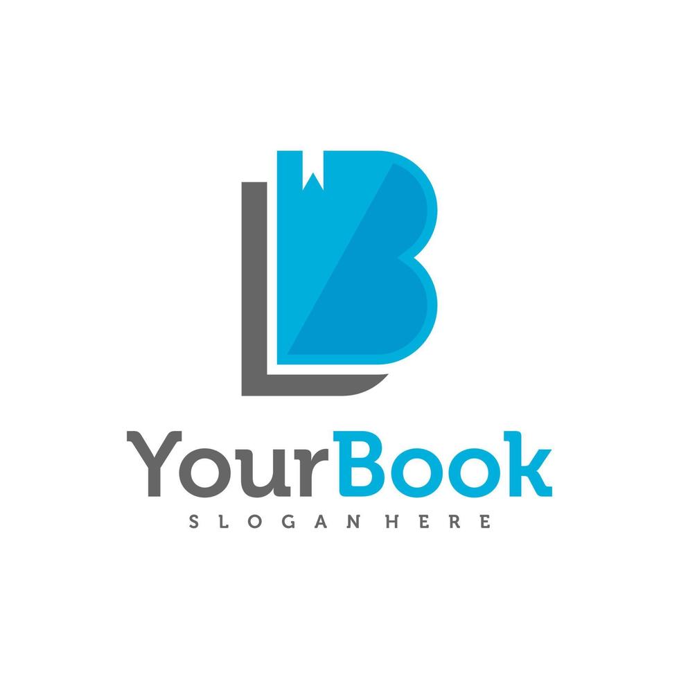 letra b com vetor de design de logotipo de livro, ilustração de modelo de conceitos de logotipo de livro criativo.