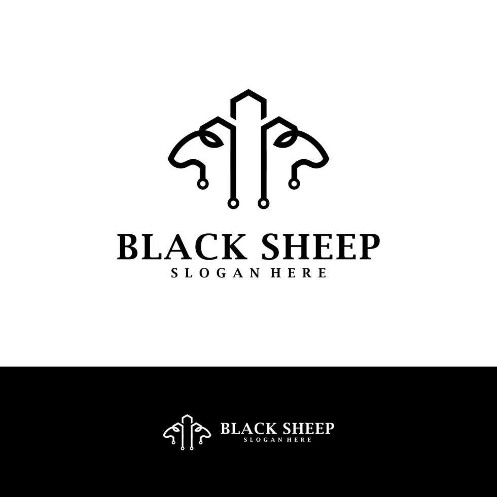 cidade com vetor de design de logotipo de ovelha cabeça, ilustração de modelo de conceitos de logotipo de ovelha criativa.