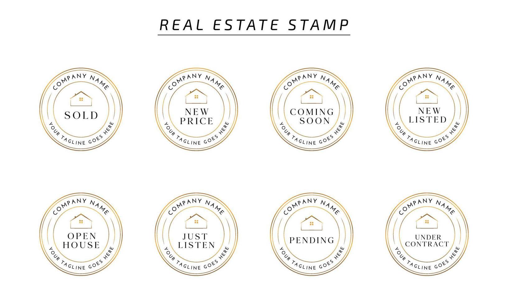 modelo de logotipo imobiliário com emblemas premium de estilo criativo dourado para vetor de logotipo vendido de corretor de imóveis