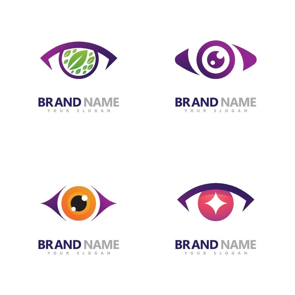 conjunto de modelo de design de logotipo de olhos de conceito criativo ícone de logotipo de cuidados com os olhos vetor