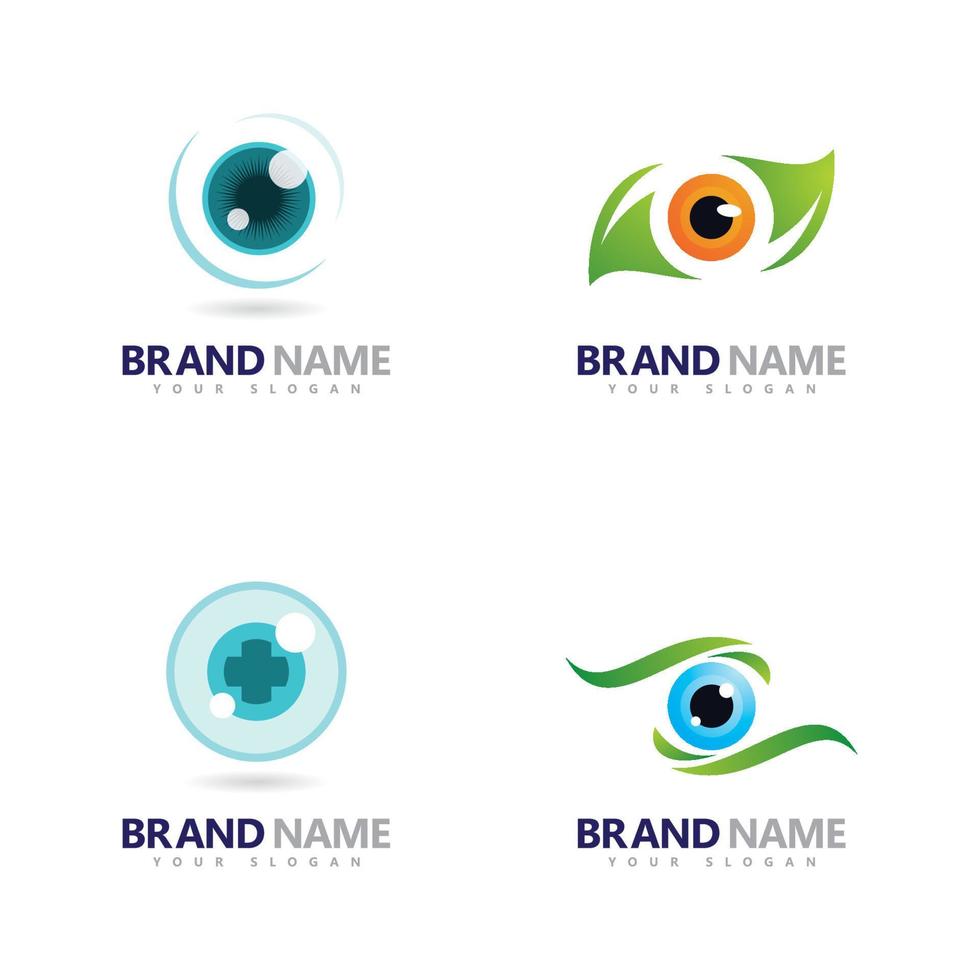 conjunto de modelo de design de logotipo de olhos de conceito criativo ícone de logotipo de cuidados com os olhos vetor