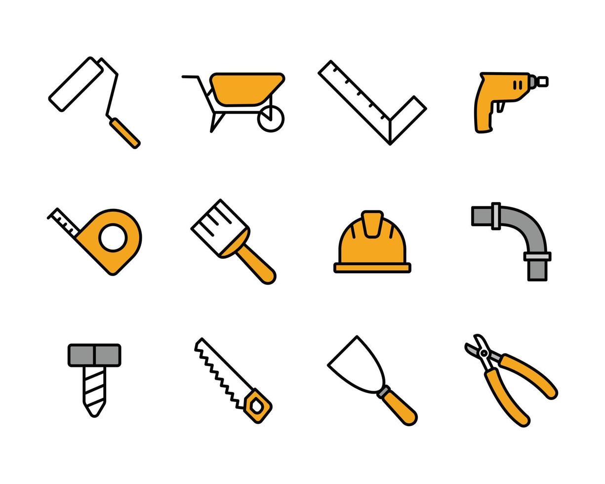 coleção de ferramentas de faz-tudo. projetado em um estilo de ícone simples. vetor