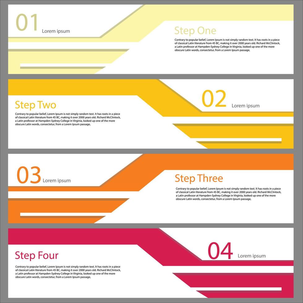 passo de conceito de processo de modelo de vetor de retângulo de 4 etapas infográfico para sistema de aprendizagem de estratégia ou educação