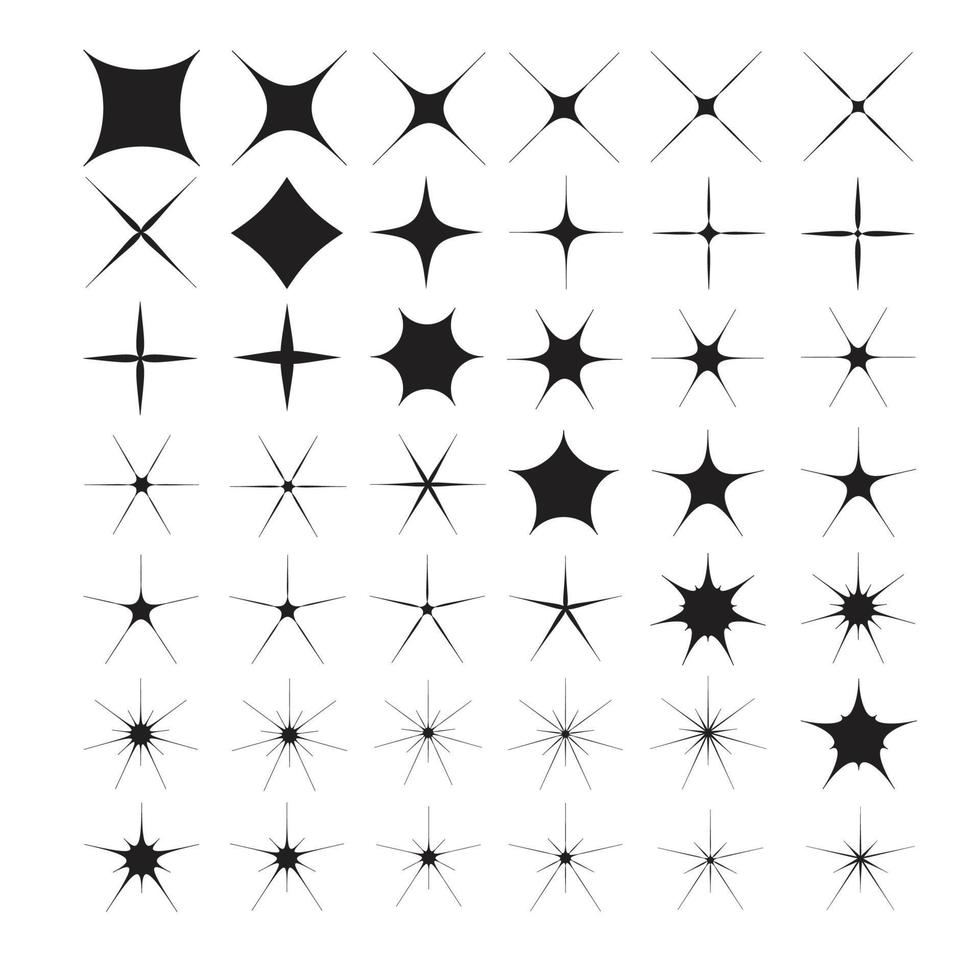 estrelas cintilantes formam símbolos vetoriais isolados estilo plano de contorno vetor