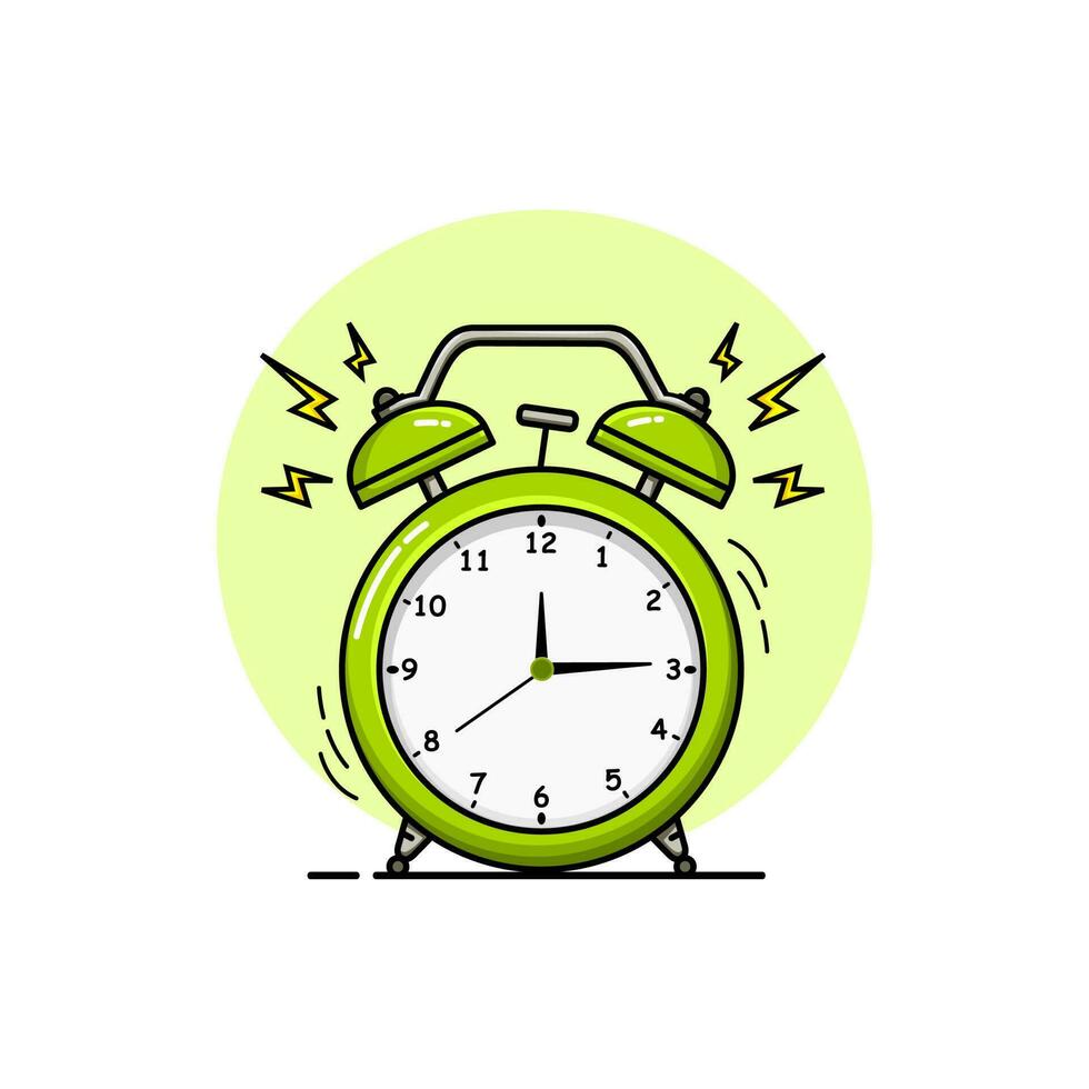 ilustração vetorial gráfico de despertador verde hora de despertar vetor