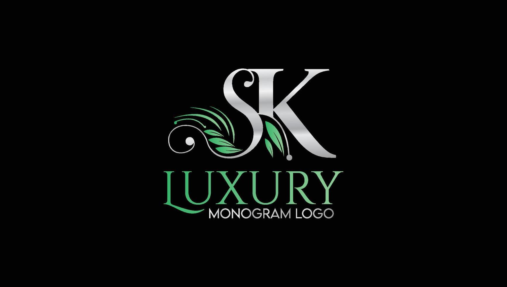 modelo de logotipo de iniciais de nome de monograma de luxo sk vetor