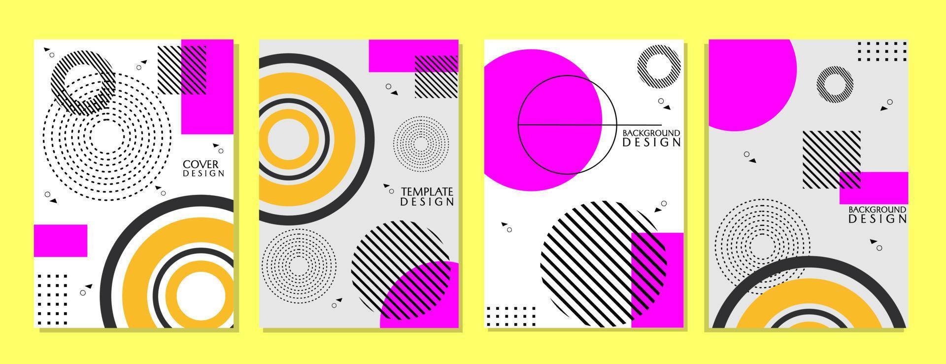 conjunto de capas abstratas modernas, desenhos de capa para livros, relatórios, revistas. fundo geométrico branco rosa, ilustração vetorial. vetor