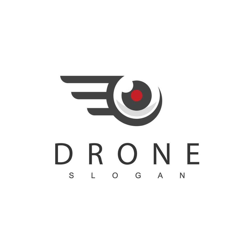 modelo de design de logotipo de drone, ícone de fotografia de lente vetor